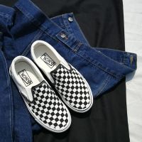 婕秘韩国ulzzang百搭黑白格子帆布鞋女ins火的鞋子情侣原宿板鞋男