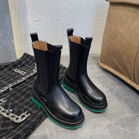 婕秘2021新款英伦风厚底中筒烟筒马丁靴女春秋单靴潮ins酷切尔西靴子