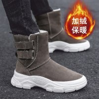 婕秘雪地靴男冬季加绒保暖棉鞋户外二棉皮毛一体马丁东北防寒