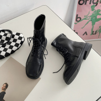 婕秘女鞋短靴女春秋单靴圆头系马丁靴英伦风休闲瘦瘦靴子