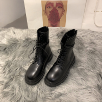 婕秘马丁靴女靴子2021年新款秋冬季加绒加厚底英伦风白色短靴中筒女鞋