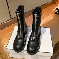 婕秘网红马丁靴烟筒切尔西靴中筒机车靴潮2021春秋新款英伦短靴女