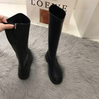 婕秘不过膝长筒靴女2021年新款秋季白色厚底高筒长靴子春秋骑士靴单靴