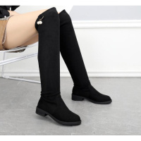 婕秘女童靴子2021秋冬棉靴韩版弹力过膝长靴中大童加绒中高筒靴学生马靴