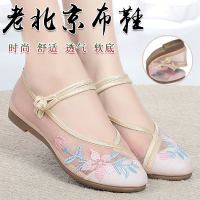 婕秘夏季网纱透气古风汉服鞋子女凉鞋平底软底老北京布鞋民族风绣花鞋