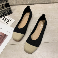 婕秘平底单鞋女2022年春季新款软底豆豆鞋舒适孕妇瓢鞋飞织奶奶鞋