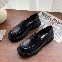 婕秘英伦风小皮鞋女2022年春季新款一脚蹬乐福鞋粗跟复古百搭日系单鞋