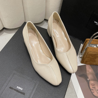 婕秘高跟鞋女粗跟2022年新款百搭气质方头浅口仙女鞋温柔中跟法式单鞋