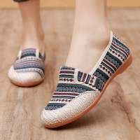 婕秘老北京布鞋女民族风亚麻平底鞋一脚蹬软底女士布鞋浅口休闲妈妈鞋