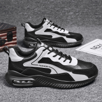 婕秘向槐春季新款男士运动鞋皮面休闲鞋气垫厚底减震跑步鞋子