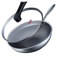 康巴赫(KBH)炒锅不粘锅双面花纹316L不锈钢32cm蜂窝锅CYS32S2