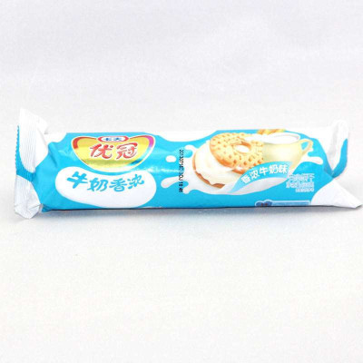 优冠 牛奶特浓夹心饼干(香浓牛奶味)130g/袋