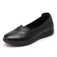 旺奈(WANGNAI)中老年皮鞋女浅口单鞋真皮平底妈妈鞋春秋牛皮平跟休闲女鞋圆头防滑老年人奶奶鞋子轻便软皮软面大码新款