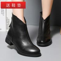 旺奈(WANGNAI)真皮短靴女新款时尚中年妈妈鞋单靴秋冬季英伦休闲女皮靴软底舒适女士短靴防滑