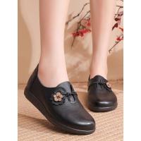 旺奈(WANGNAI)秋冬复古中年女鞋真皮软底妈妈鞋单鞋牛筋底中老年女皮鞋防滑轻便舒适妇女鞋子女式平跟