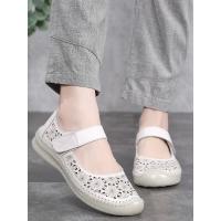 旺奈(WANGNAI)中老年平底包头镂空牛筋底妈妈凉鞋真皮软底女洞洞鞋女大码鞋夏季老人奶奶皮凉鞋防滑轻便舒适