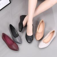 旺奈(WANGNAI)真皮中年女鞋平底妈妈皮鞋软底女春秋时尚大码女鞋工作单鞋舒适中老年妇女瓢鞋平跟牛皮