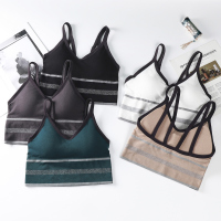 新款银丝美背吊带内衣女聚拢无钢圈性感防震运动裹胸抹胸