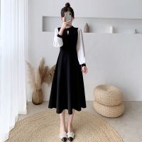 法式中长款复古连衣裙女2021夏季收腰气质仙女裙a字桔梗裙恋泽芯