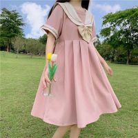 长袖连衣裙女2021春秋学院风甜美可爱日系韩版jk短袖海军领闺蜜a字裙恋泽芯