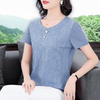2021亮丝洋气宽松妈妈夏装短袖雪纺衫女中年时尚女装上衣恋泽芯