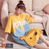 2021睡裙女夏季韩版春秋学生家居服透气可爱薄款短袖宽松孕妇睡衣夏天恋泽芯