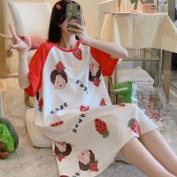 睡衣女夏宽松大码可爱卡通学生女士睡裙夏孕妇家居服潮恋泽芯
