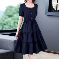 恋泽芯适合胖人连衣裙女夏款大码女装2021年新款裙子胖mm显瘦遮肚中长款