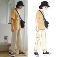 恋泽芯工装裤女学生韩版宽松ins大码女装显瘦新款潮百搭直筒阔腿裤女夏