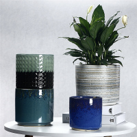 特价陶瓷花盆特大号北欧风格工业风室内简约直筒绿植多肉花盆清仓