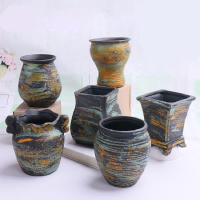 多肉花盆阳台特价陶瓷粗陶罐创意个性大小陶土老桩肉肉植物盆清仓