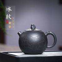 宜兴紫砂壶冰纹貔貅壶小号茶壶批发原矿黑泥茶具