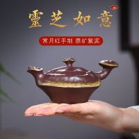 宜兴紫砂壶小号灵芝如意壶茶具厂家礼品定制原矿壶