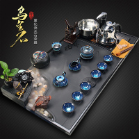 乌金石茶盘整套功夫茶具套装家用雾化流水观景石茶台简约全自动炉