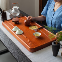 花梨木茶盘实木乌金石小型茶台家用茶海功夫茶具 轻奢现代排水式