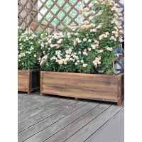 花盆花箱长方形碳化防腐木花盆阳台种菜盆白色木桶田园风花花器