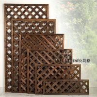 户外园艺防腐木花园网格花架院墙养狗围栏新农村碳化木质栅栏护栏