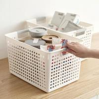塑料收纳筐长方形收纳盒桌面小篮子幼儿园玩具框零食储物收纳篮
