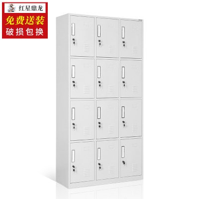 红星鼎龙 更衣柜员工柜带锁铁皮柜寄存柜鞋柜浴室寄存柜十二门更衣柜 白色