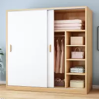 甄沐衣柜推拉门现代简约实木质出租房屋家用卧室小户型简易柜子挂衣橱