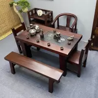甄沐老船木茶桌椅组合小茶台实木茶桌功夫茶几茶具套装一体家用泡茶桌