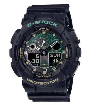 卡西欧(CASIO) G-Shock 闹钟世界时间石英模拟数字黑色表盘男士手表 GA-100RC-1A
