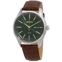 精工(SEIKO) Core 绿色表盘 经典时尚 星期日历皮革男士石英手表 SNE529P1