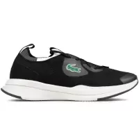 Lacoste女士黑色轻便透气跑步鞋嵌logo织带眼let橡胶底