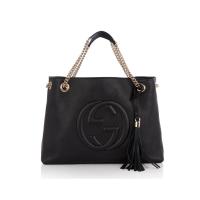 古驰(GUCCI)大号牛皮手提包商务休闲女包大容量时尚简约通勤黑色手拎包