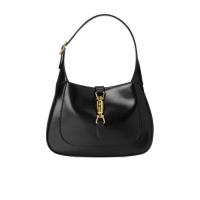 Gucci/古琦女士包黑色皮质手袋金色配件环保工艺小号单肩斜挎包 女生礼物