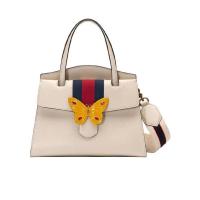 古驰(GUCCI)象牙色真皮手提包蝴蝶装饰可调节拆卸肩带通勤百搭配件