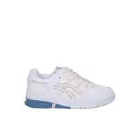 亚瑟士(ASICS)女款白色米色拼接织物跑步鞋休闲圆头系带运动鞋