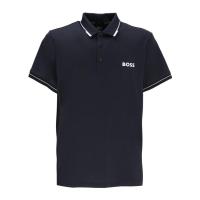 Hugo Boss男式聚酯纤维氨纶徽标Polo衫短袖胸前徽标直下摆时尚休闲