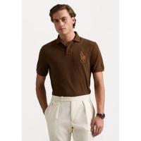 Ralph lauren男士经典修身皮质拼接Polo衫优雅舒适休闲款